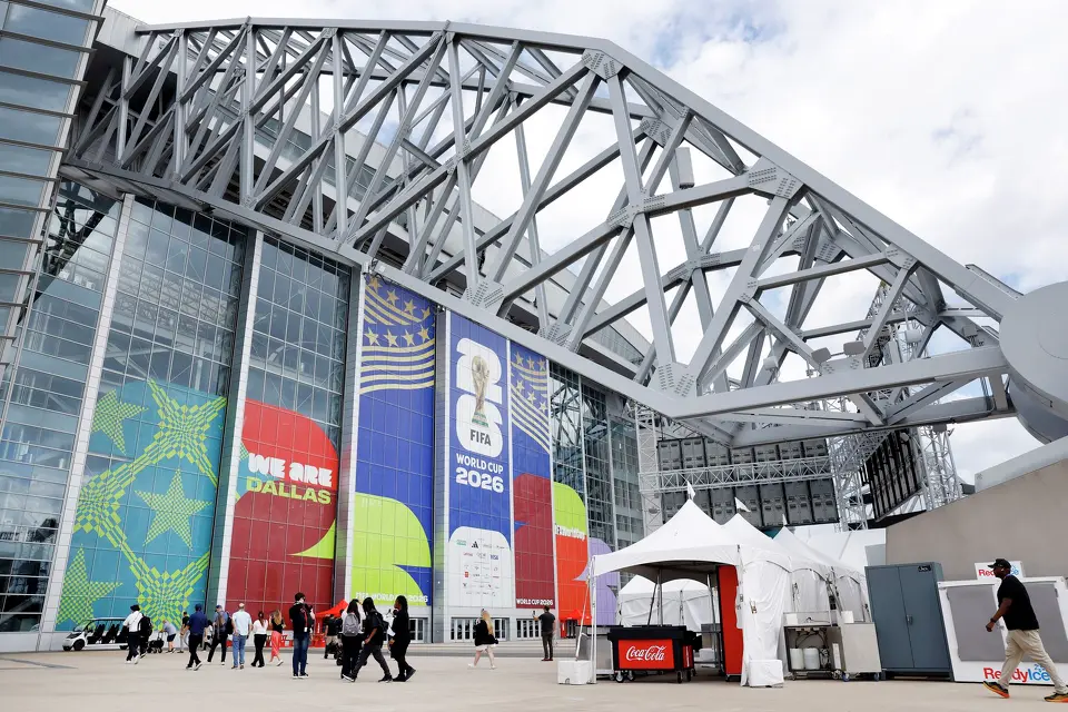 The exterior of Dallas Stadium is pictured during a media tour of Dallas Stadium in Arlington, June 10, 2026. FIFA is ready for the World Cup and will host 9 matches including the semifinal in July.